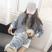Dog Matching Owner Set Family Dog Clothes French Bulldog Corgi Stripe Pet Sweatshirt Banana Embroidery Small Dog Hoodies