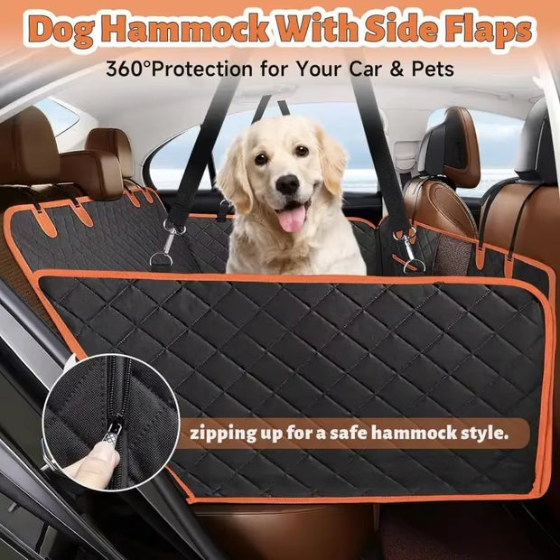 Hard Bottom Dog Car Seat Cover Waterproof Dog Car Seat Covers with Mesh Window, Scratch Prevent Antinslip Dog Car Hammock