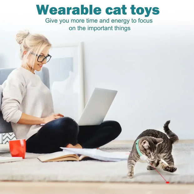 Rechargeable LED Cat Collar with Interactive Laser Toy for Cats & Dogs - Electronic Pet Teaser Collar