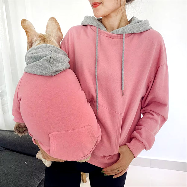 Miflame Casual Dog Matching Owner Set French Bulldog Corgi Pug Hoodies Small Dogs and Owner Matching Outfits Family Pet Clothes