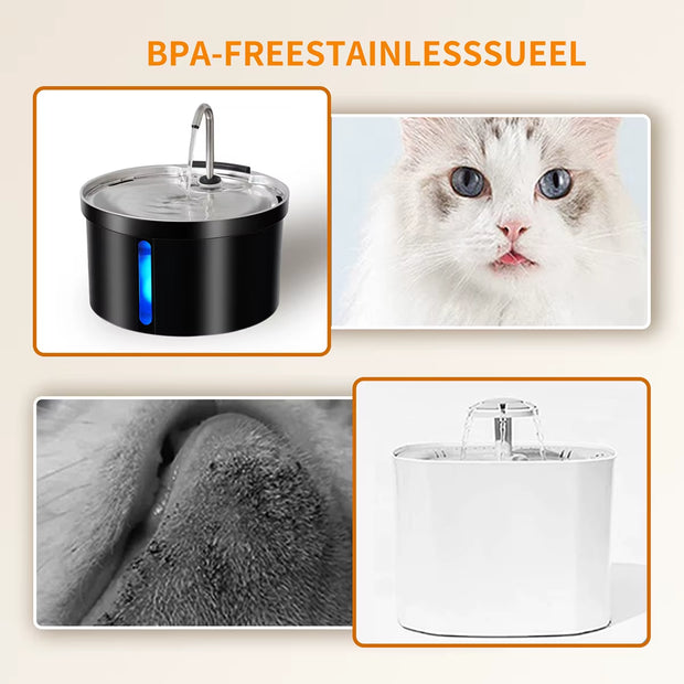 3L Cats Automatic Water Fountain with Transparent Window Ultra Silent Cat Drinking Water Fountain Mute Pet Dog Water Feeder