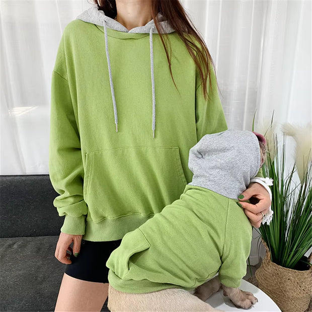 Miflame Casual Dog Matching Owner Set French Bulldog Corgi Pug Hoodies Small Dogs and Owner Matching Outfits Family Pet Clothes