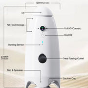 Smart 1080P Small Dog Camera with Treat Dispenser 180°View Pet Treat Tossing Dog Camera with Phone App 2 Way Audio Android & Ios