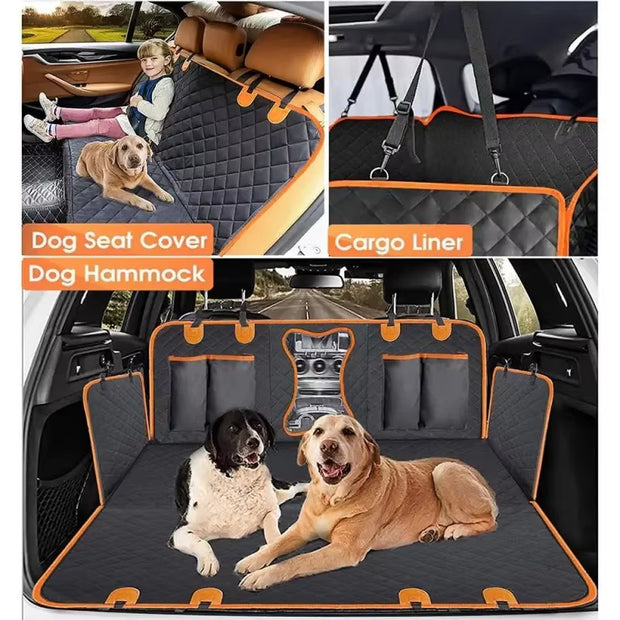 Hard Bottom Dog Car Seat Cover Waterproof Dog Car Seat Covers with Mesh Window, Scratch Prevent Antinslip Dog Car Hammock