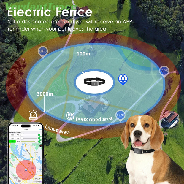 IP67 Waterproof 4G GPS Pet Tracker Collar Real-Time Tracking,Anti-Lost Locator for Dogs Fashionable Neck Collar Pet Tracker