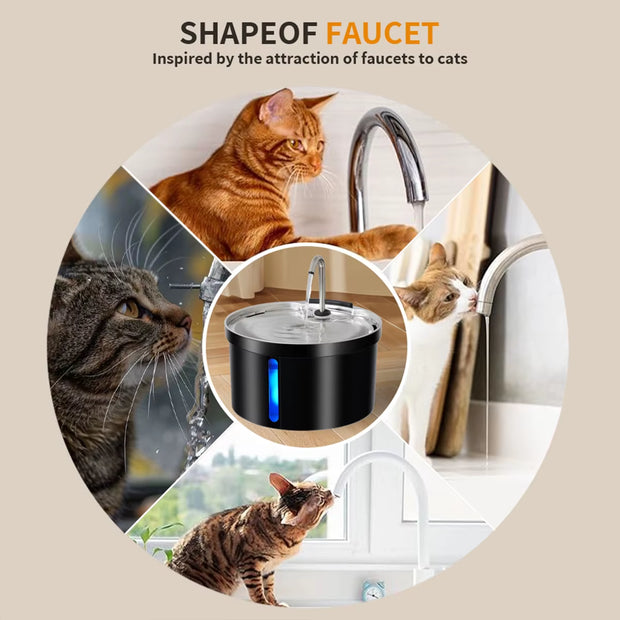 3L Cats Automatic Water Fountain with Transparent Window Ultra Silent Cat Drinking Water Fountain Mute Pet Dog Water Feeder