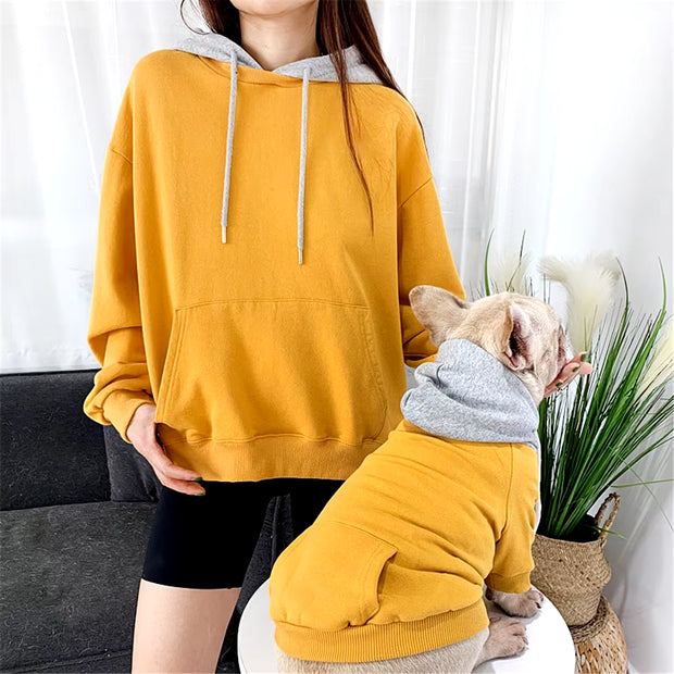 Miflame Casual Dog Matching Owner Set French Bulldog Corgi Pug Hoodies Small Dogs and Owner Matching Outfits Family Pet Clothes