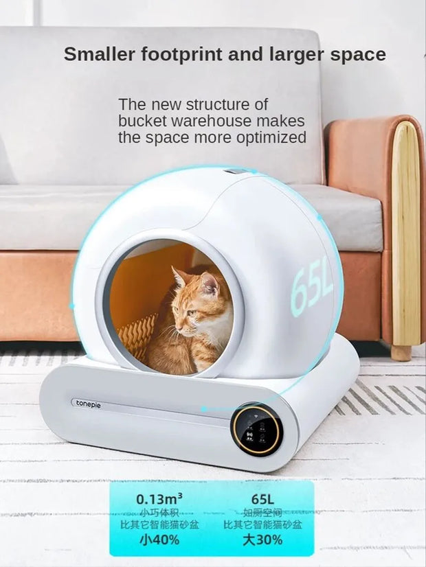 【English Version】 65L Automatic Smart Cat Litter Box Self Cleaning Fully Enclosed Cat Litter Box Pet Toilet Litter Tray