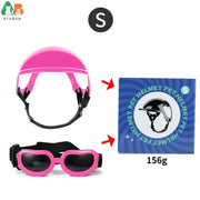 Dog Sunglasses Pet Helmet Set with Dog Goggles,Dust Wind UV Protection Dog Glasses Dog Helmet and Goggles Dog Motorcycle Helmet
