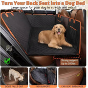 Hard Bottom Dog Car Seat Cover Waterproof Dog Car Seat Covers with Mesh Window, Scratch Prevent Antinslip Dog Car Hammock