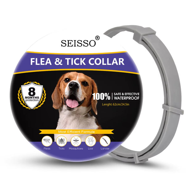 Pet Flea and Tick Collar for Dogs Cats up to 8 Month Flea Tick Prevention Collar Anti-Mosquito & Insect Repellent Puppy Supplies