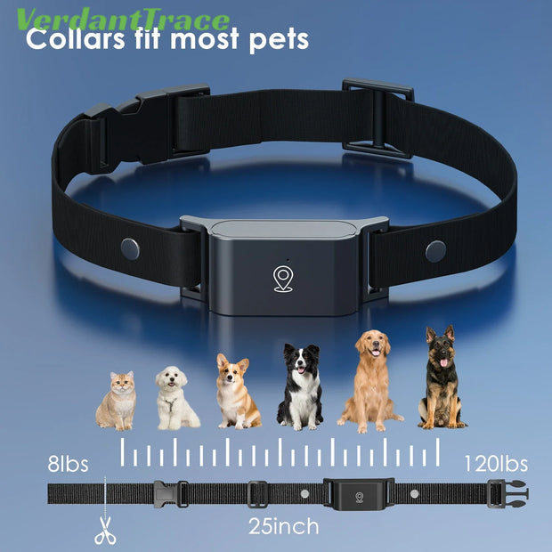 IP67 Waterproof 4G GPS Pet Tracker Collar Real-Time Tracking,Anti-Lost Locator for Dogs Fashionable Neck Collar Pet Tracker