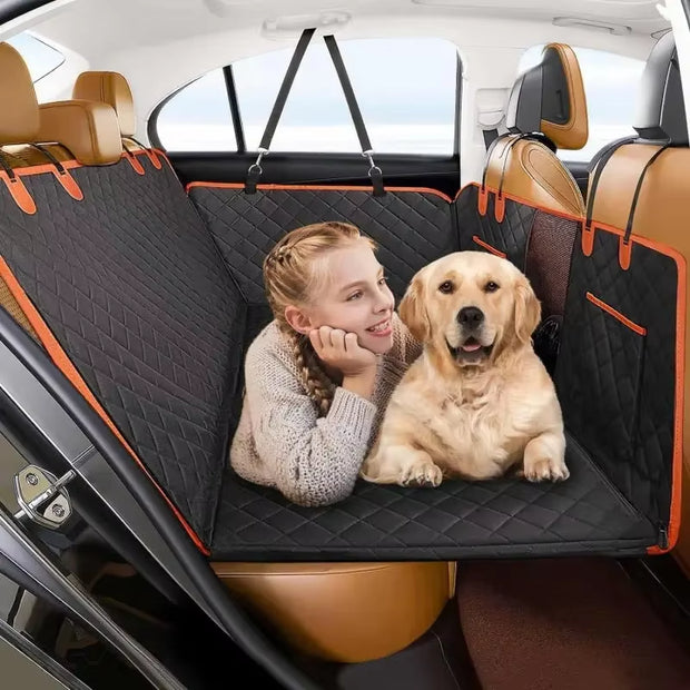 Hard Bottom Dog Car Seat Cover Waterproof Dog Car Seat Covers with Mesh Window, Scratch Prevent Antinslip Dog Car Hammock